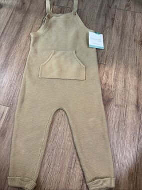 Organic Little Planet Cream Knit Strap Romper 24 months